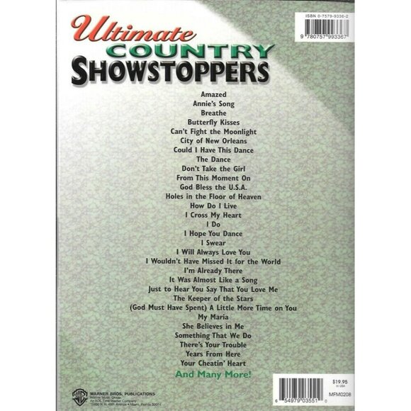 Ultimate Country Showstoppers Piano/Vocal/Chords Songbook 30067pbaze 2-3 - Picture 2 of 2